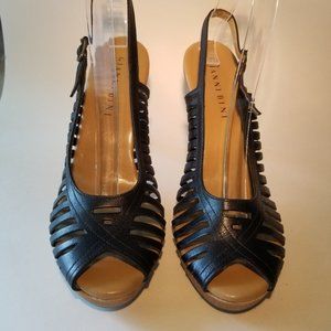 GIANNI BINI 9 1/2 MEDIUM OPEN TOE SLING BACK BLACK SANDAL FW-0005